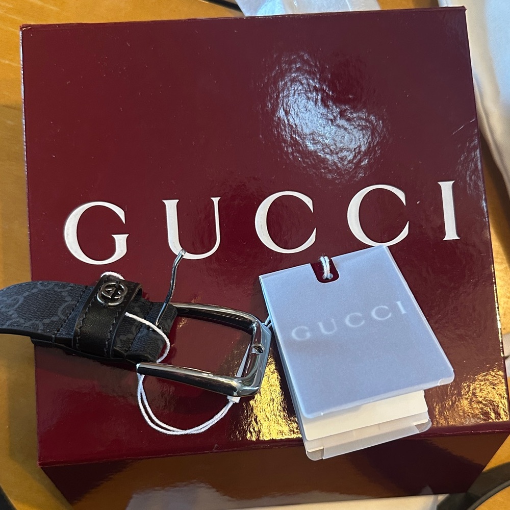 Gucci Black Patterned Leather Belt